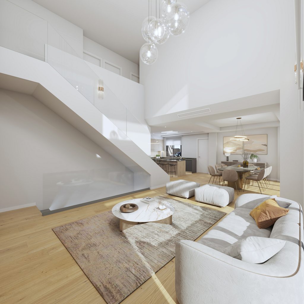 Villas de Entre Quintos, Brinum Homes. Salón doble altura.