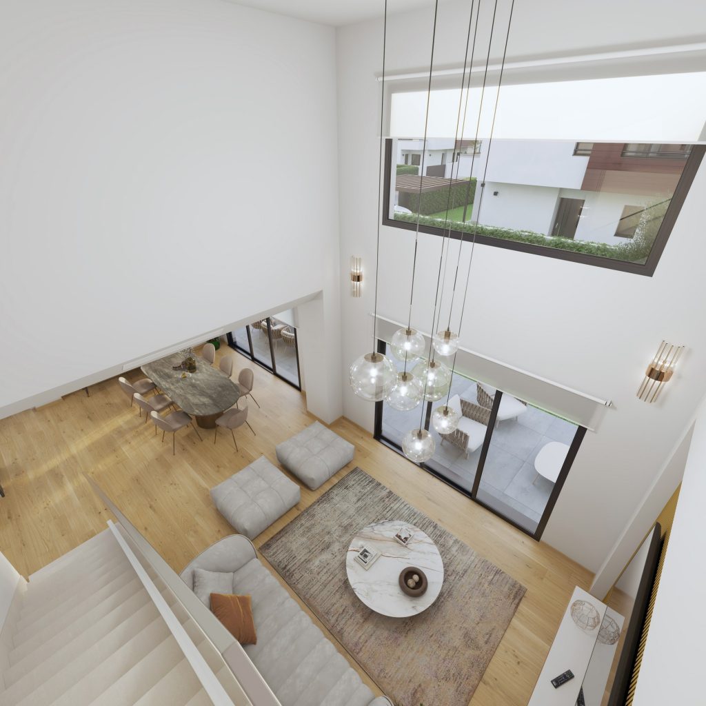 Villas de Entre Quintos, Brinum Homes. Salón doble altura.